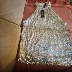 Cable & Gauge Silver Sequin Tank Top